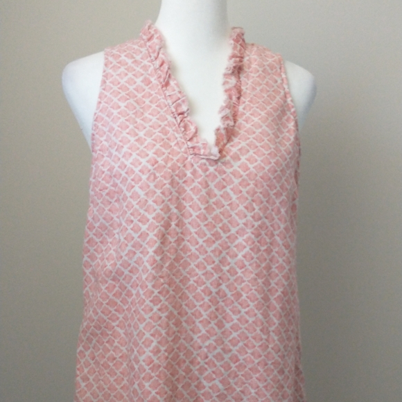 Tommy Bahama pink linen ikat ruffled dress XS - Picture 2 of 9